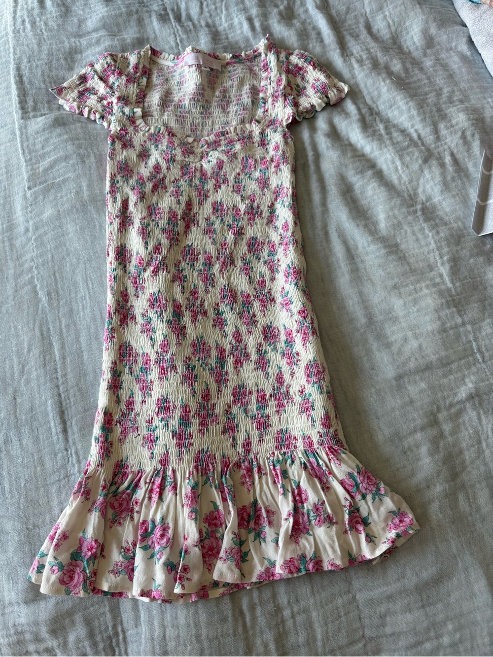 Isabelle's cabinet white floral smocked mini dress